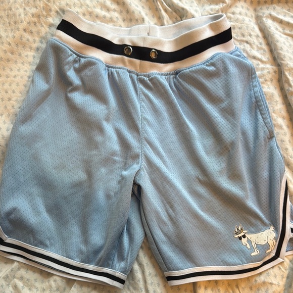 Blue and White Retro Athletic Shorts - Picture 1 of 3